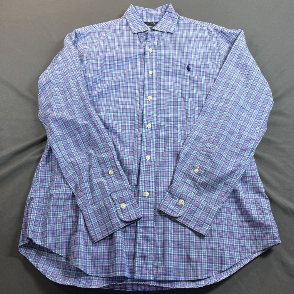 Polo‎ Ralph Lauren Long Sleeved Plaid Casual Button Up Shirt Men's Medium